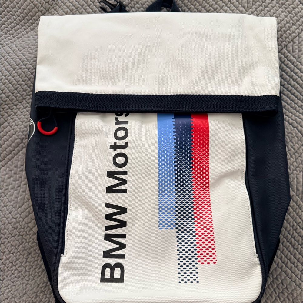 White and Black Backpack